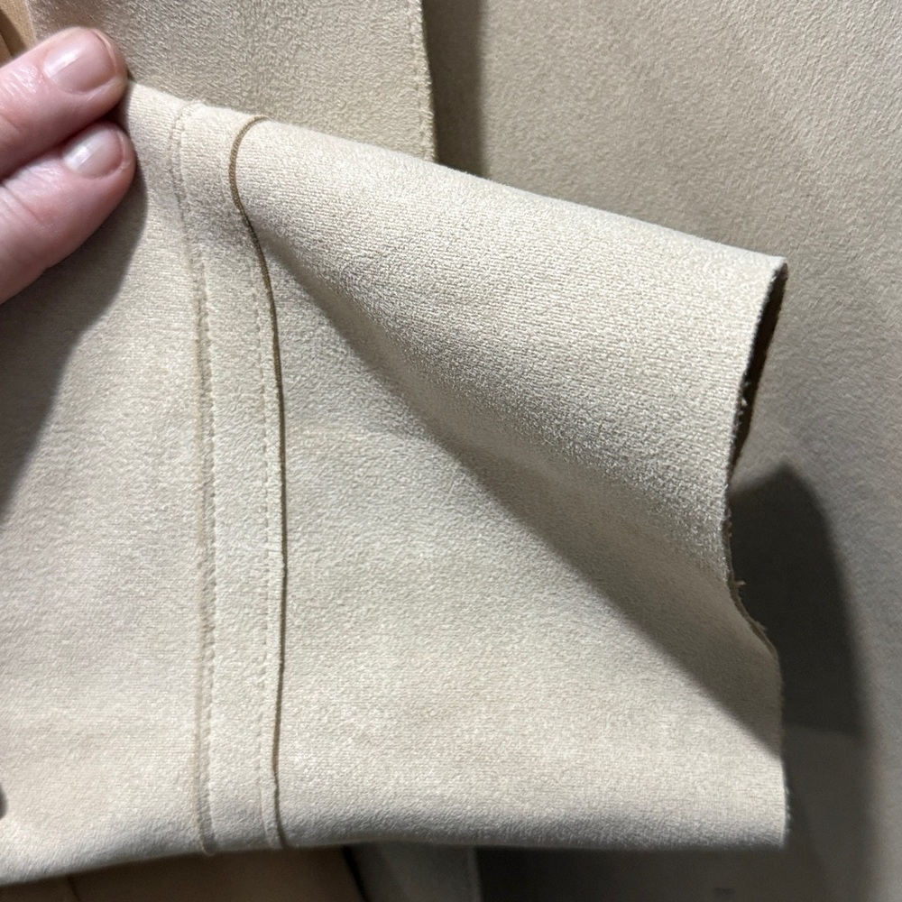 ZARA Women’s Long Sleeve Open Front Long Faux Suede Jacket - Tan - Picture 5 of 11
